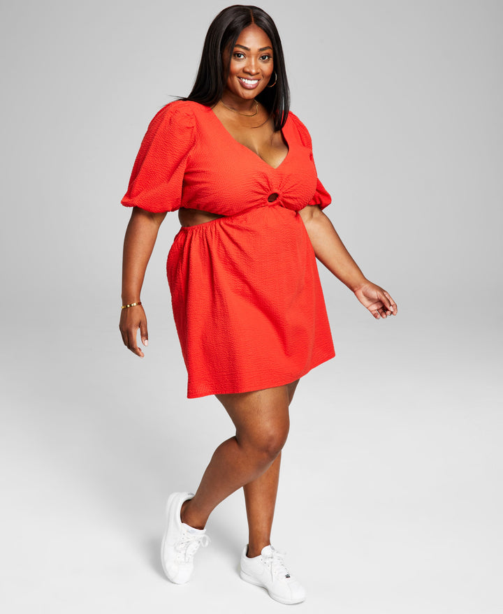 And Now This Trendy Plus Size Keyhole Mini Dress
