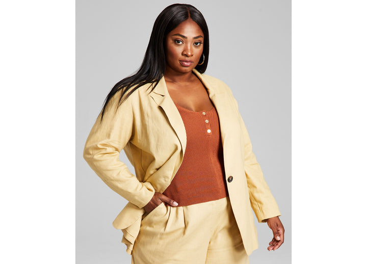 Now This Trendy Plus Size Oversized Linen Blend Blazer