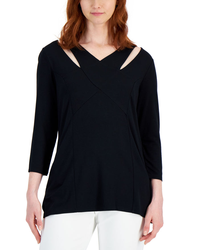 JM Collection Womens Cross Front Top