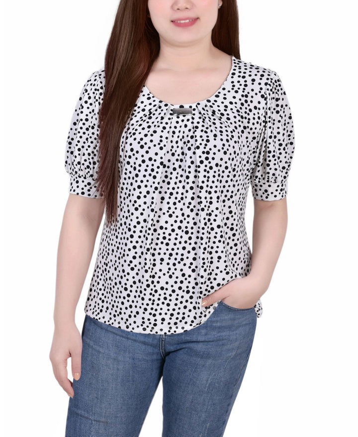 Petite Printed Balloon Sleeve Top