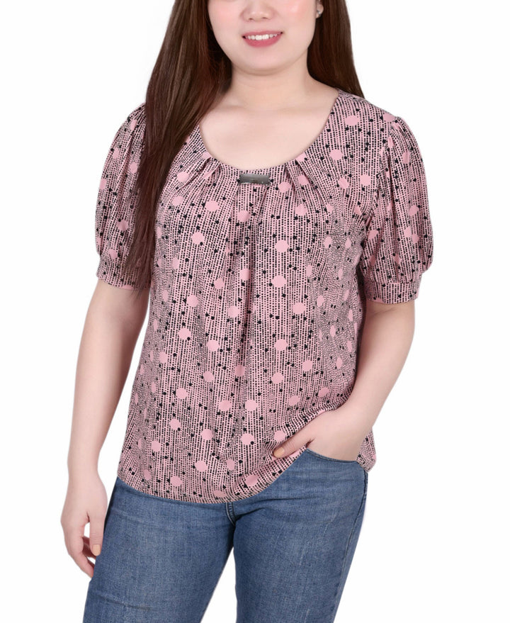 Petite Printed Balloon Sleeve Top