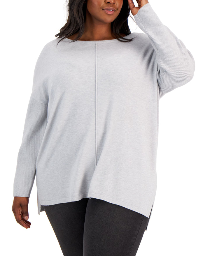 Plus Size Front-Seam Tunic Sweater