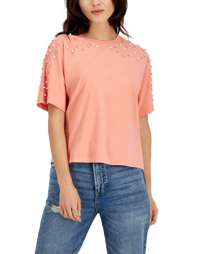 INC International Concepts Womens Embellished Dolman Sleeve Tee
