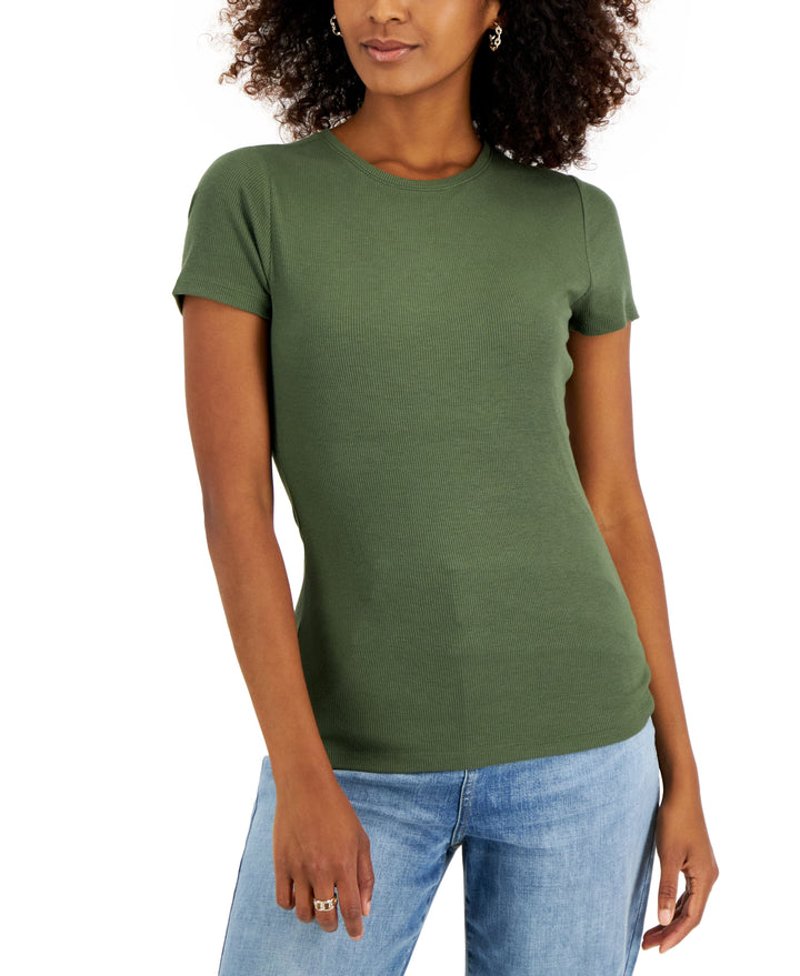 INC International Concepts Womens Ribbed Crewneck T-Shirt