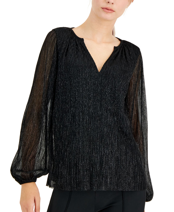 Alfani Petite Metallic Peasant Top