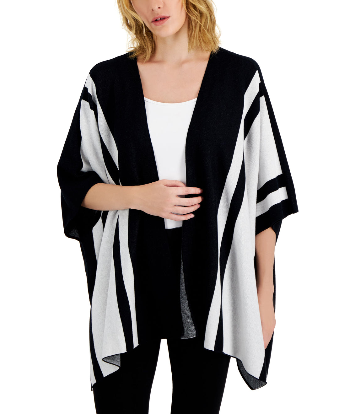 Alfani Petite Striped Cape Sweater