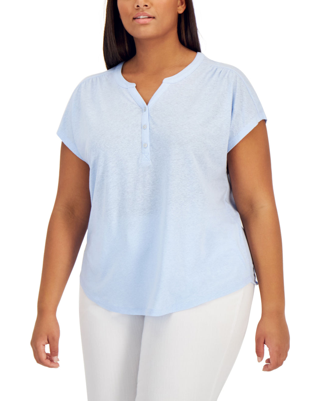 Style & Co Plus Size Split Neck Top