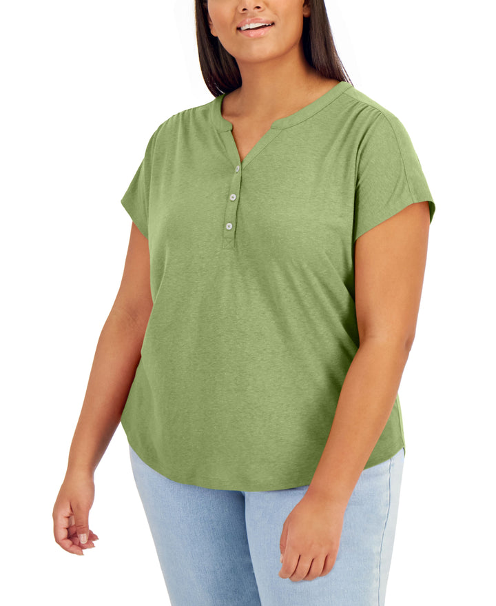 Style & Co Plus Size Split Neck Top