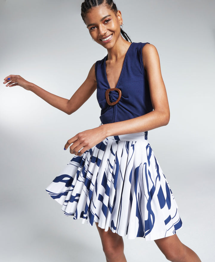 Ade Samuel For Inc Womens Pleated A Line Skirt