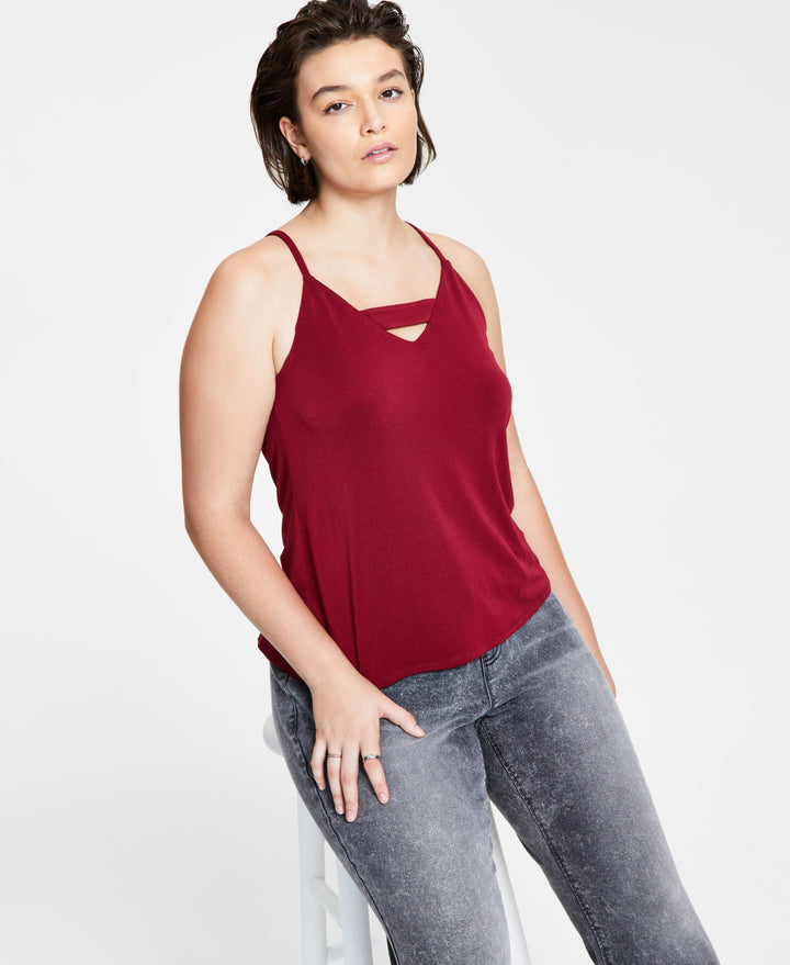 Bar III Trendy Plus Size Zip Back Halter Top
