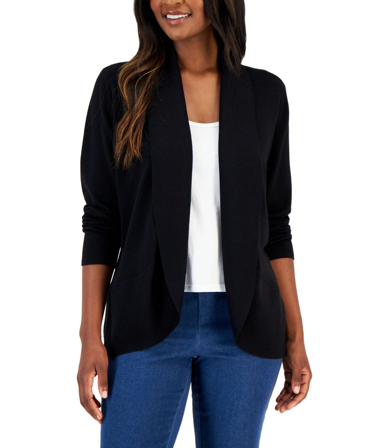 Women's Shawl-Collar Curved-Hem Cardigan