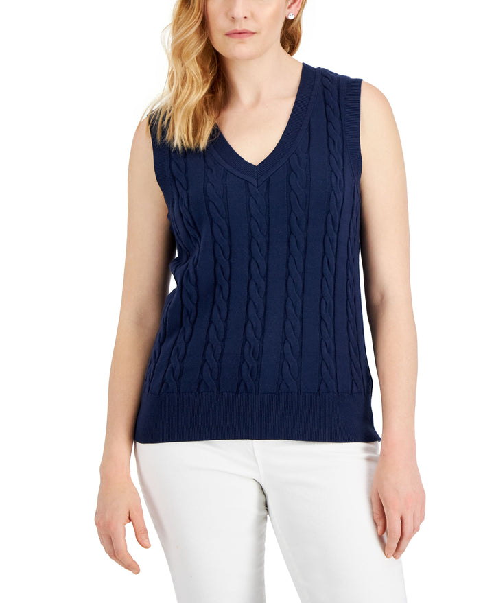 Women's Cotton Cable-Knit Vest