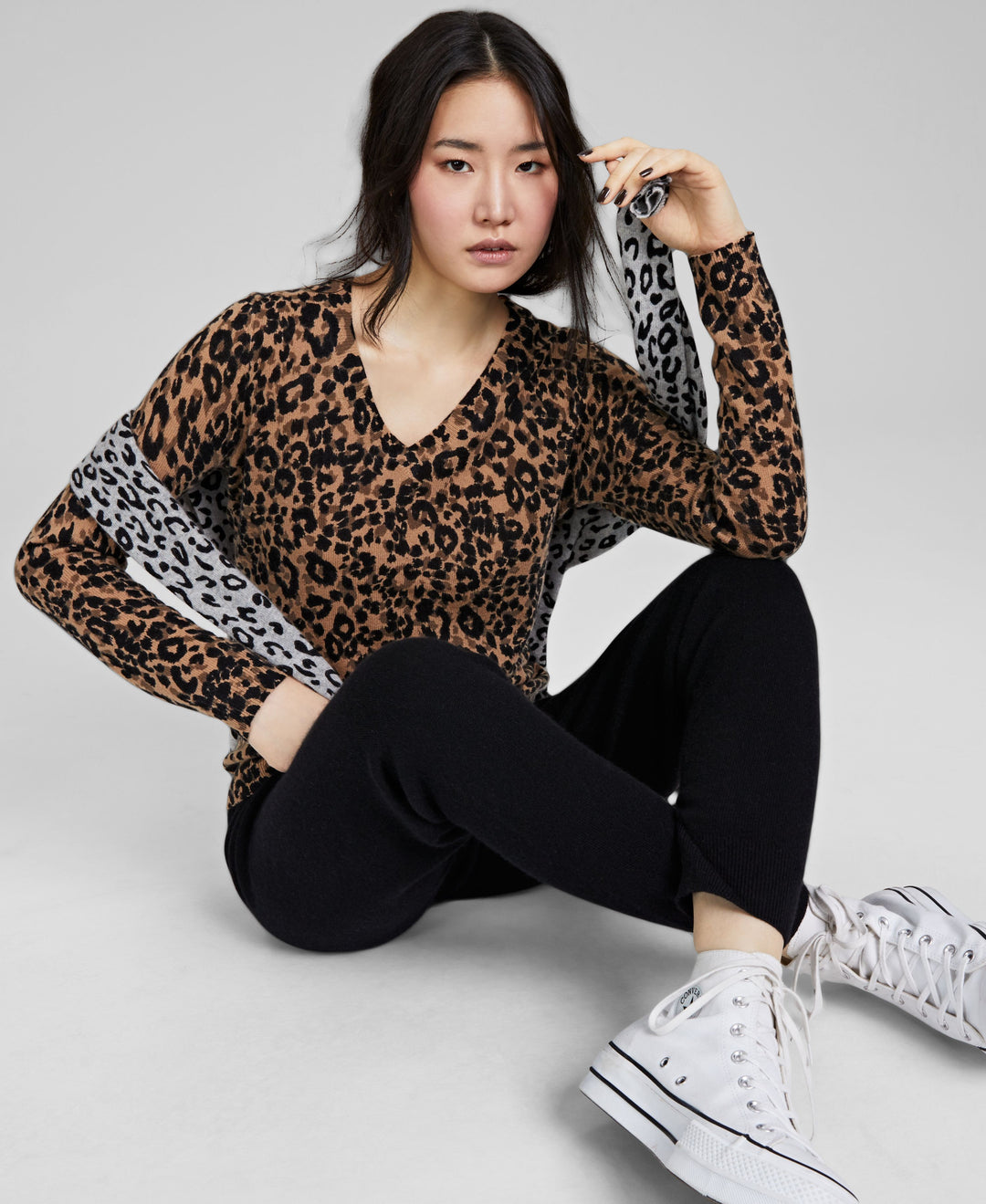Charter Club Womens 100 Cashmere Cheetah Sweater