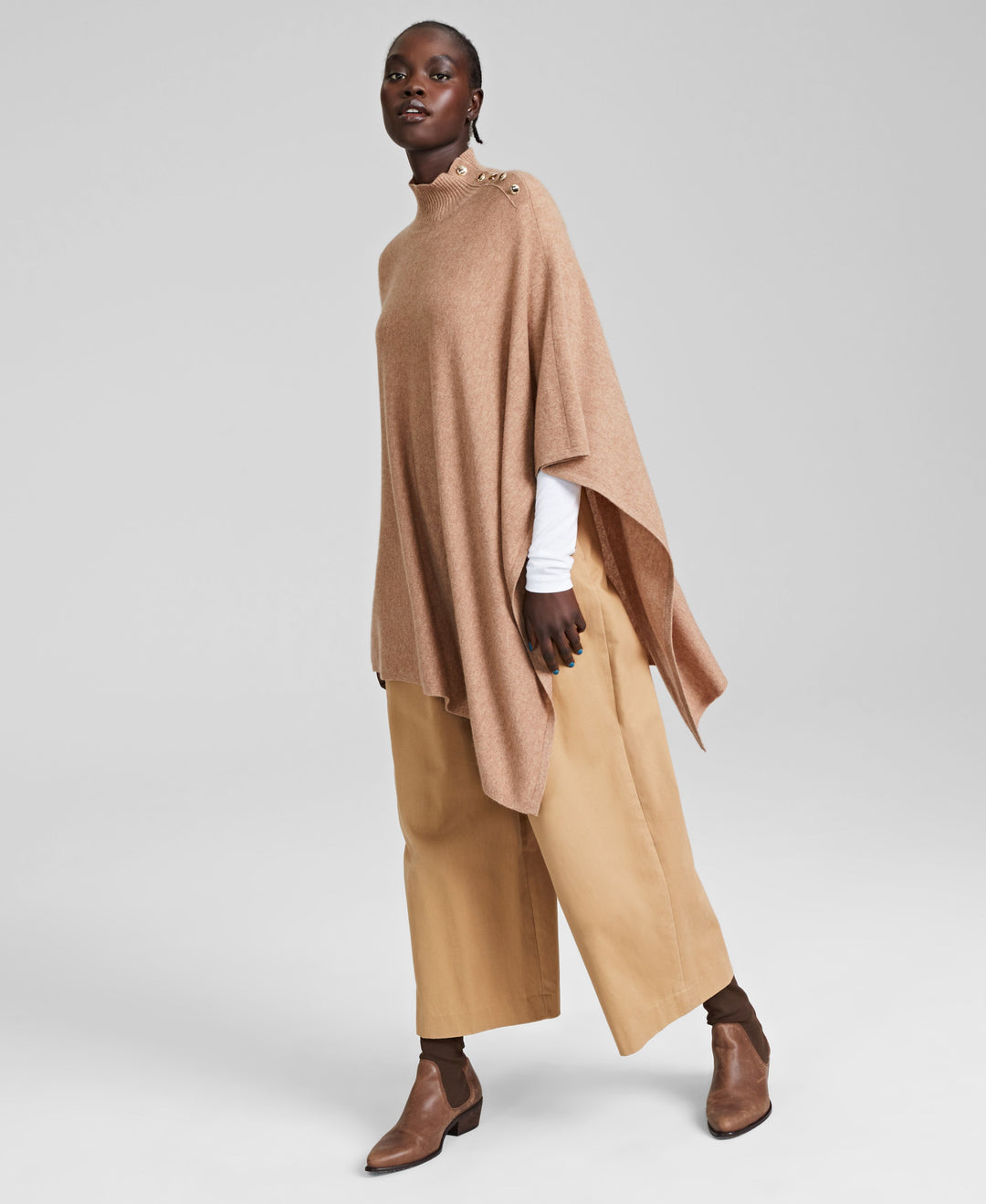 Charter Club Womens 100 Cashmere Turtleneck Poncho
