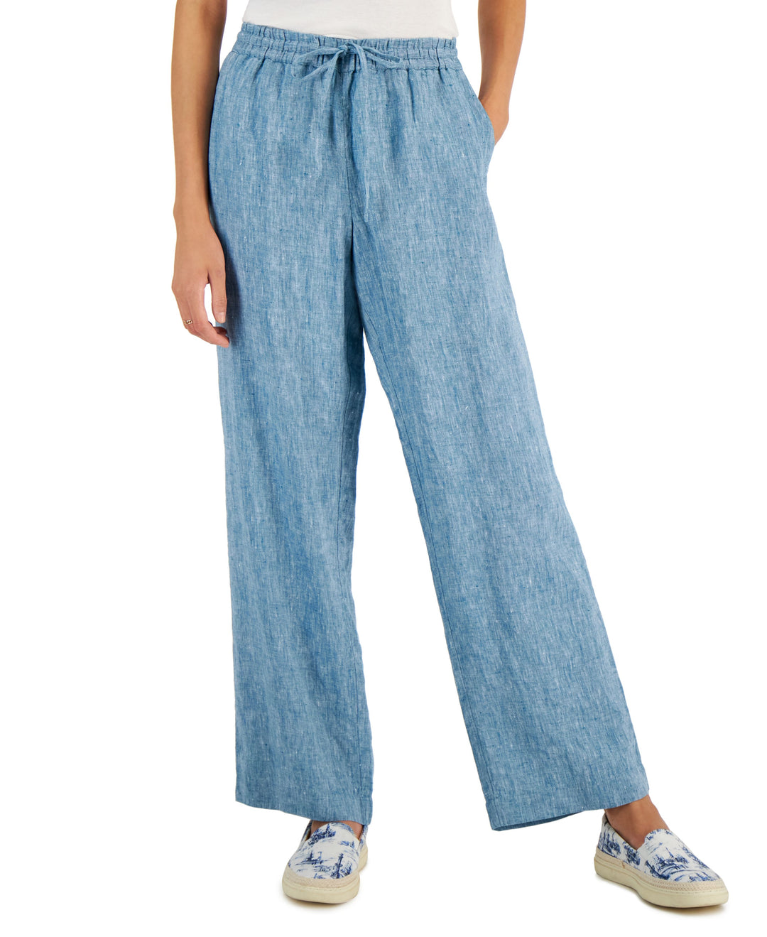 Charter Club Linen Drawstring Waist Pants