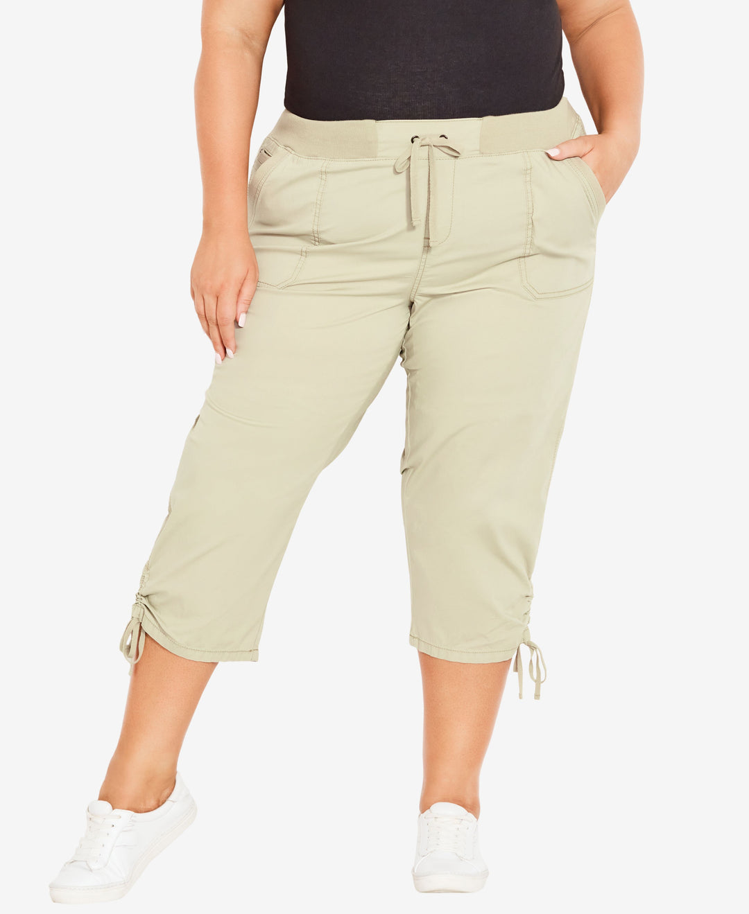 Plus Size Cotton Cinch Capri Pants