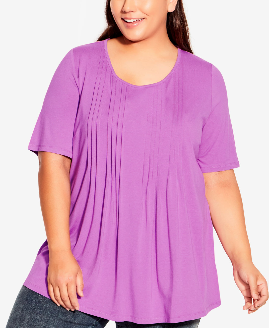 Plus Size Knit Pleated Top