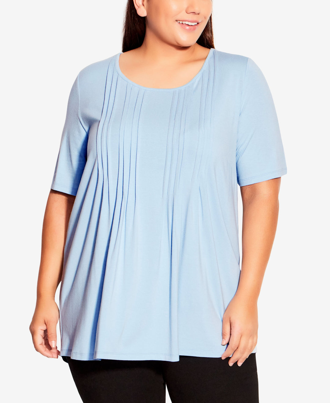 Plus Size Knit Pleated Top