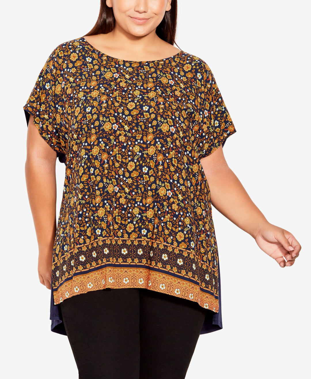 Plus Size Mixed Media Border Top