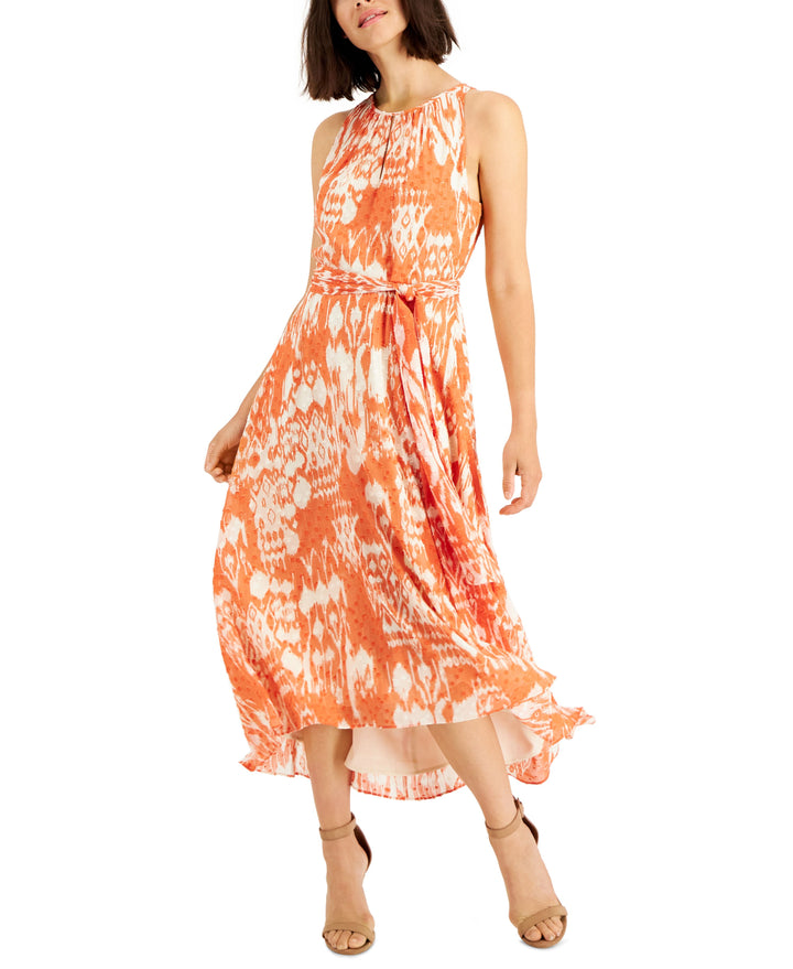 Anne Klein Chiffon Keyhole Halter-Neck Hi-Low Midi Dress