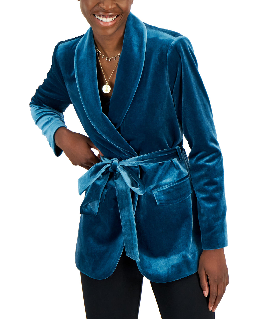 INC International Concepts Petite Velvet Wrap Jacket
