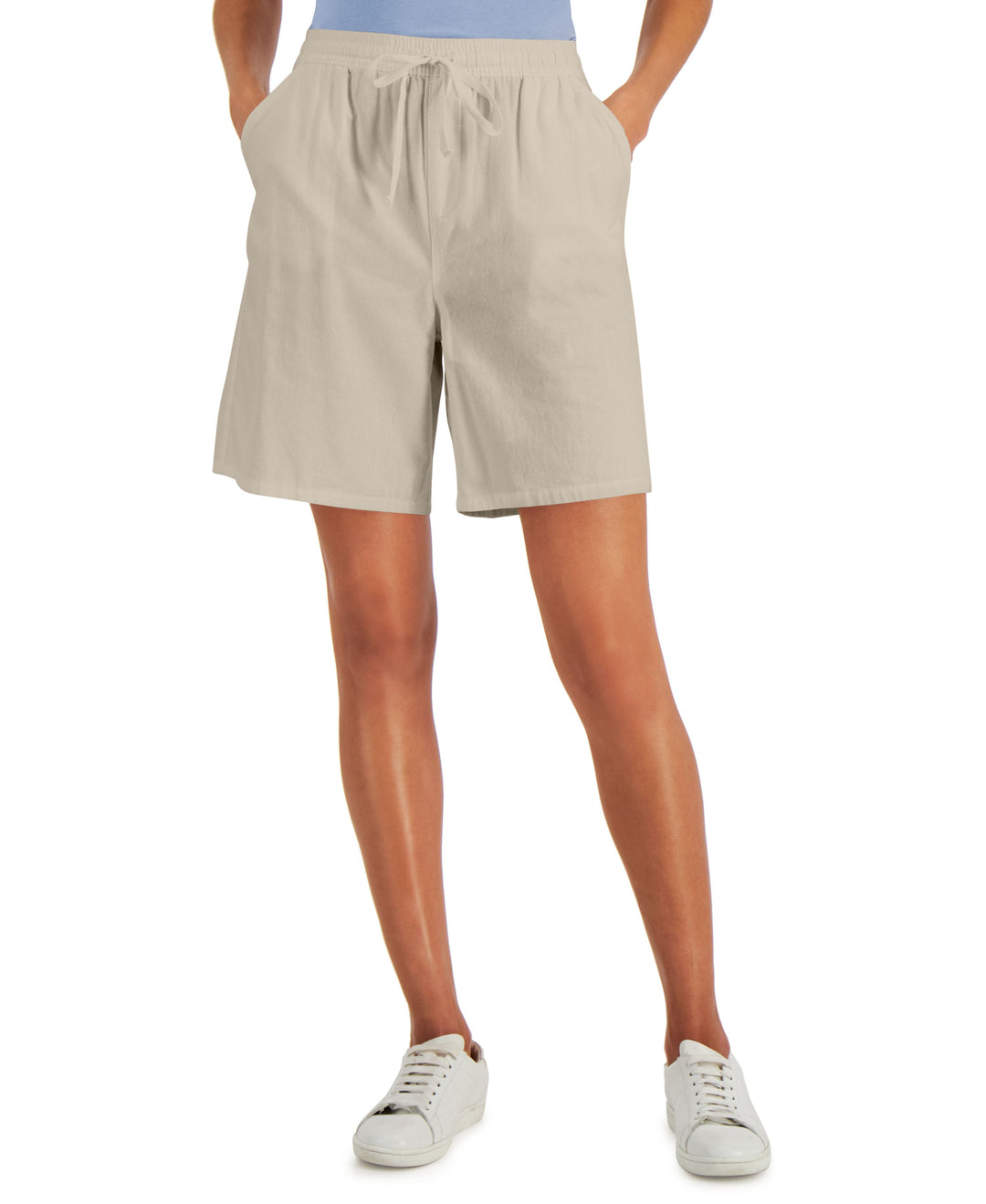 Karen Scott Gemma Cotton Drawstring Bermuda Shorts