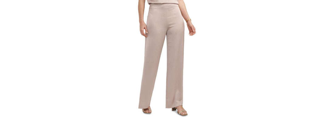 Anne Klein Petite Wide Leg Pull On Satin Pants