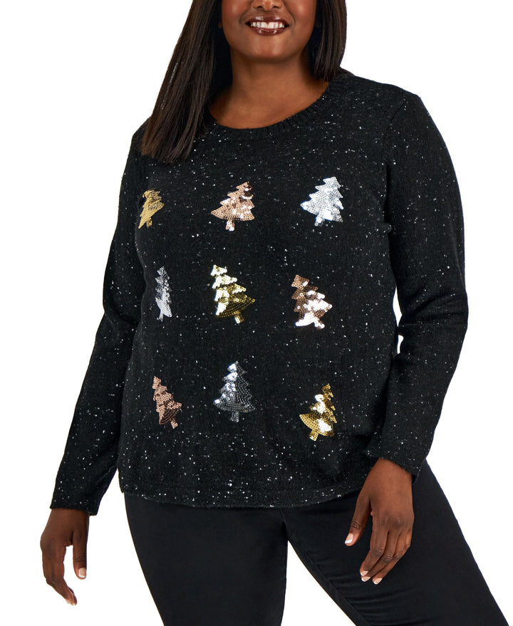 Karen Scott Plus Size Sequin Tree Sweater