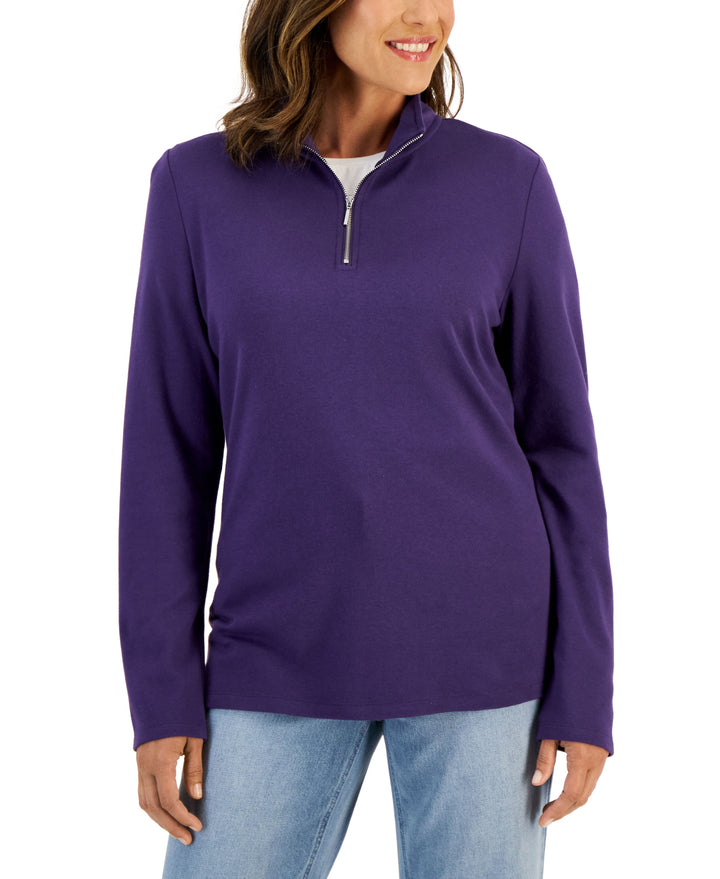 Women's Cotton Zip-Neck Top