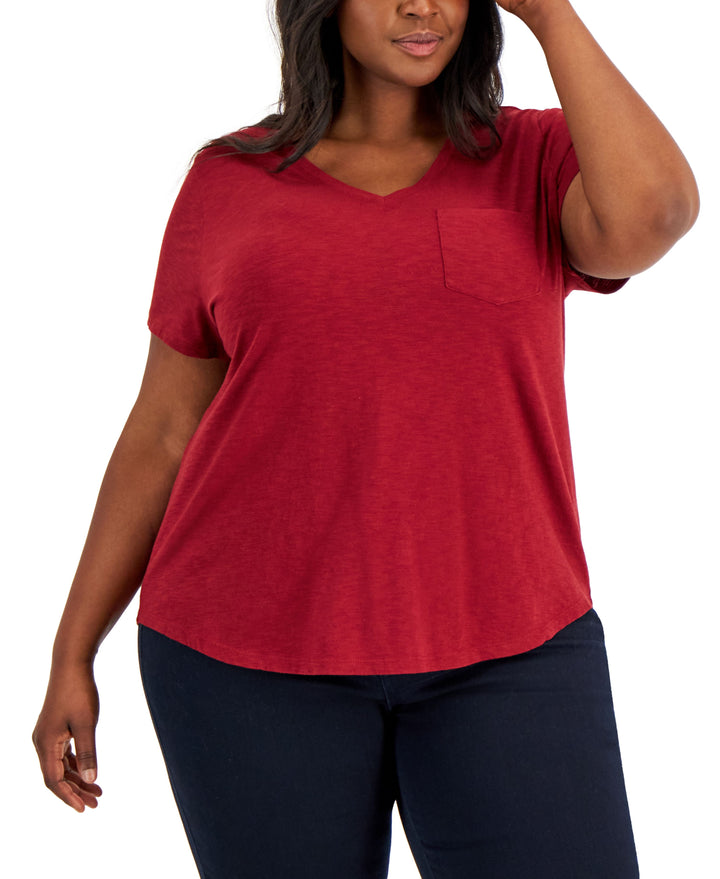 Style & Co Plus Size Classic V Neck T-Shirt