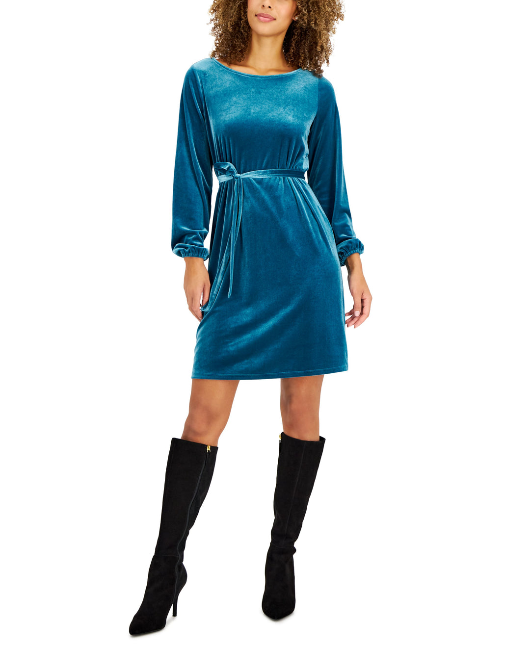 charter club dress Charter Club Womens Plus V-Neck Tie Waist Casual Dress Black 2X