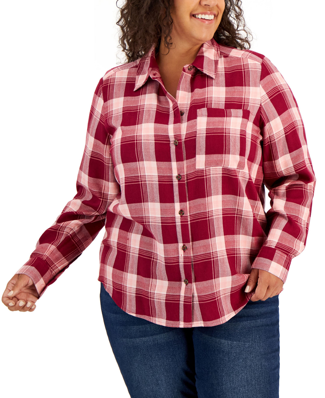 Style & Co Plus Size Plaid Perfect Shirt