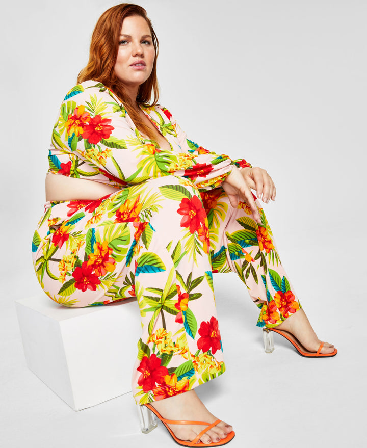 Bar III Trendy Plus Size Printed Soft Pants