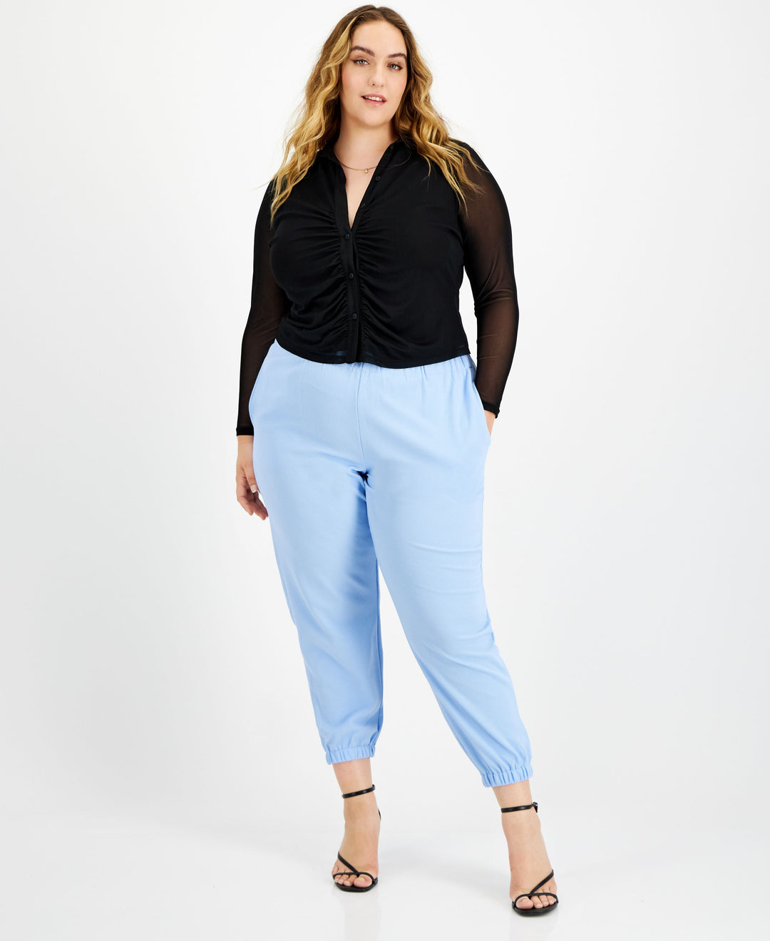 Bar III Trendy Plus Size Paperbag Waist Jogger Pants