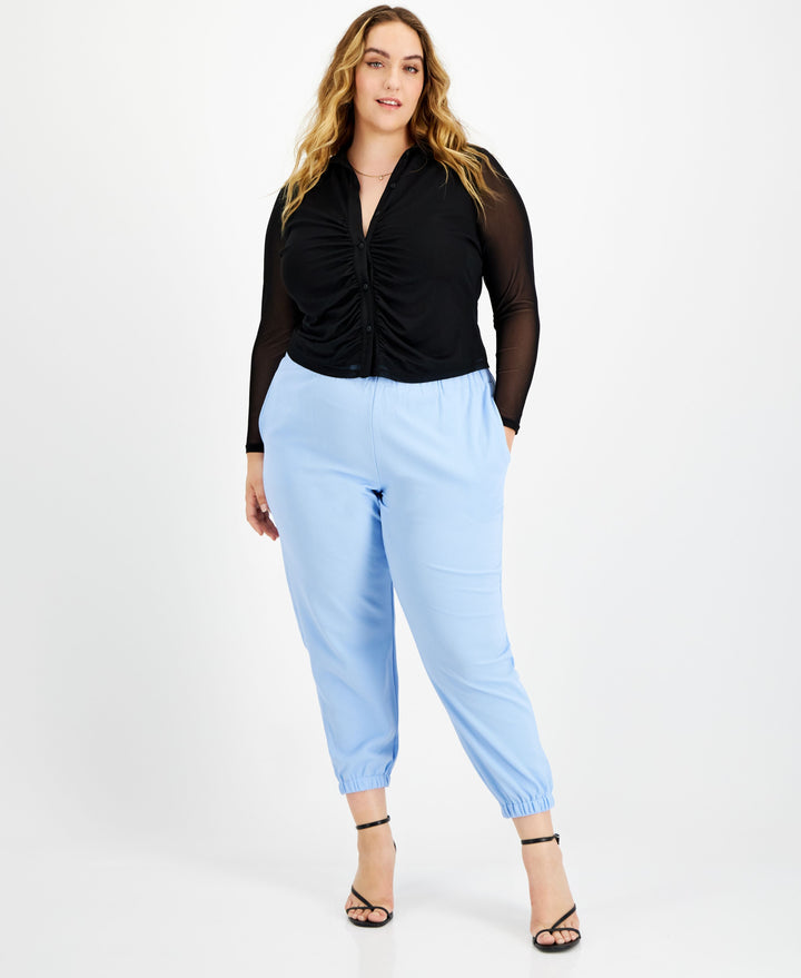 Bar III Trendy Plus Size Paperbag Waist Jogger Pants
