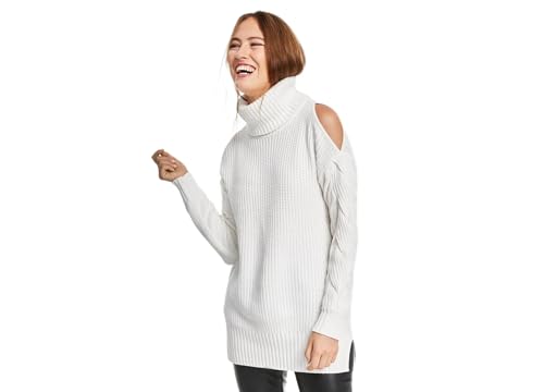 INC International Concepts Womens Cold Shoulder Cable Sleeve Sweater