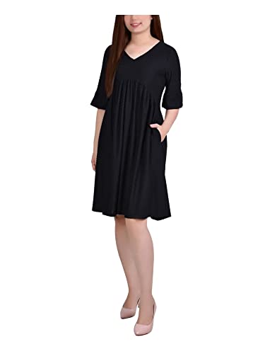 Petite Elbow Sleeve Swiss Dot Empire Dress