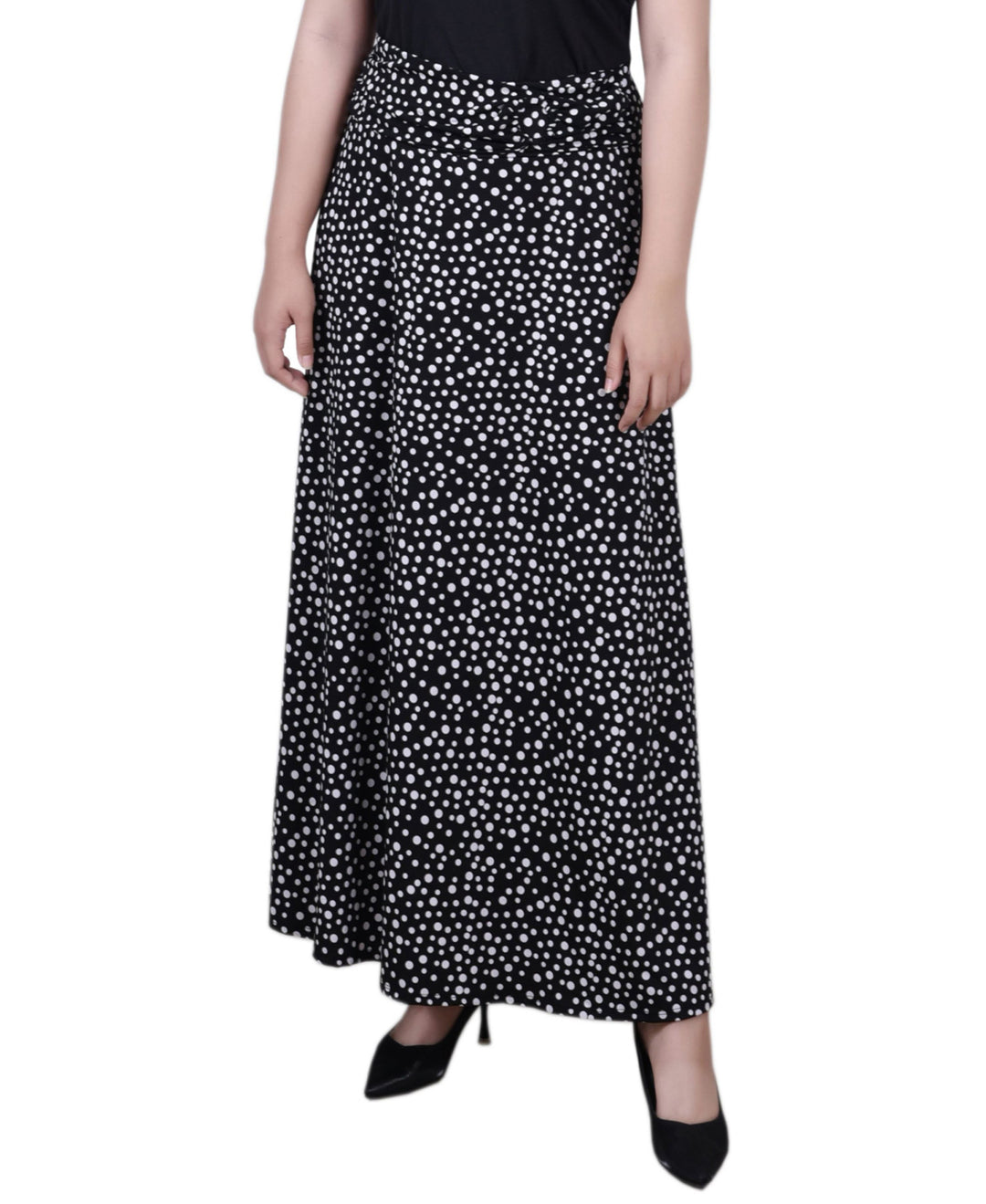 Petite Ring Faux Belt A Line Maxi Skirt