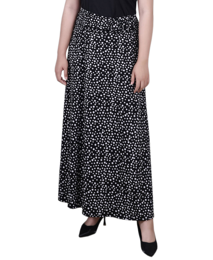 Petite Ring Faux Belt A Line Maxi Skirt