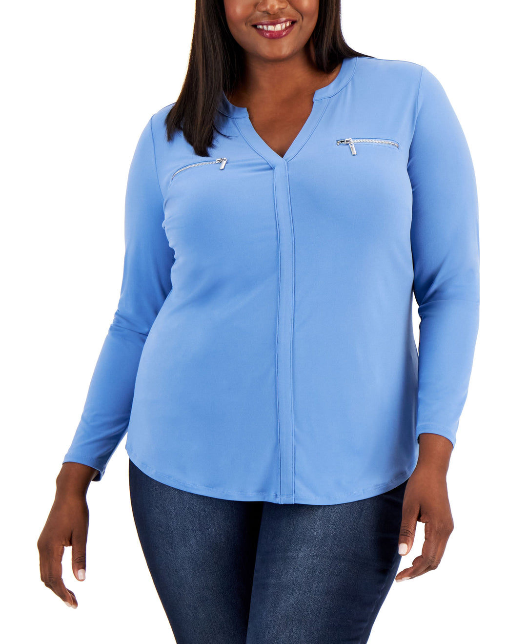 Plus Size Zip-Pocket Top