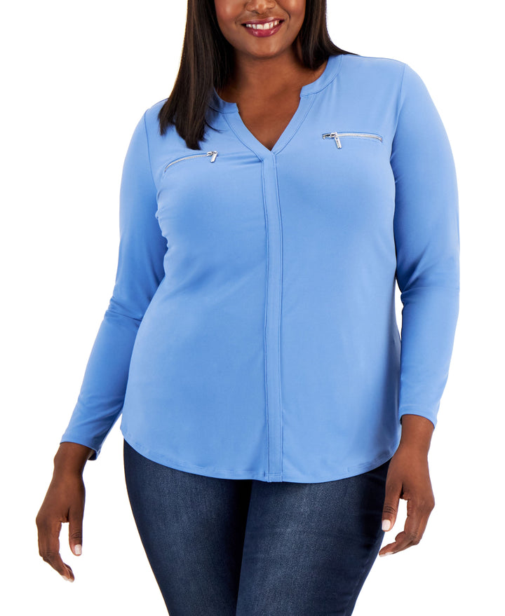 Plus Size Zip-Pocket Top