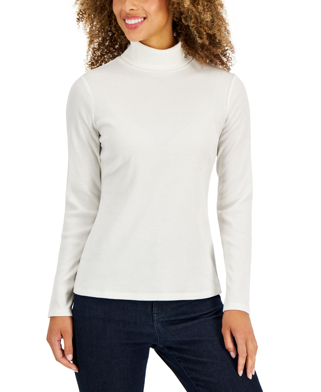 Style & Co Womens Ribbed Turtleneck Top