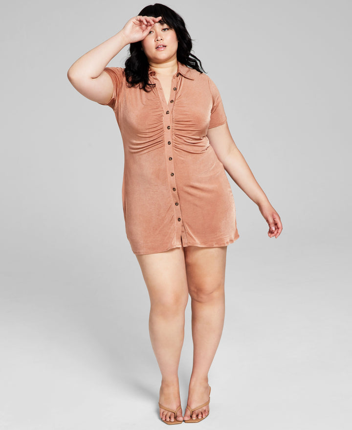Now This Trendy Plus Size Ruched Shirtdress