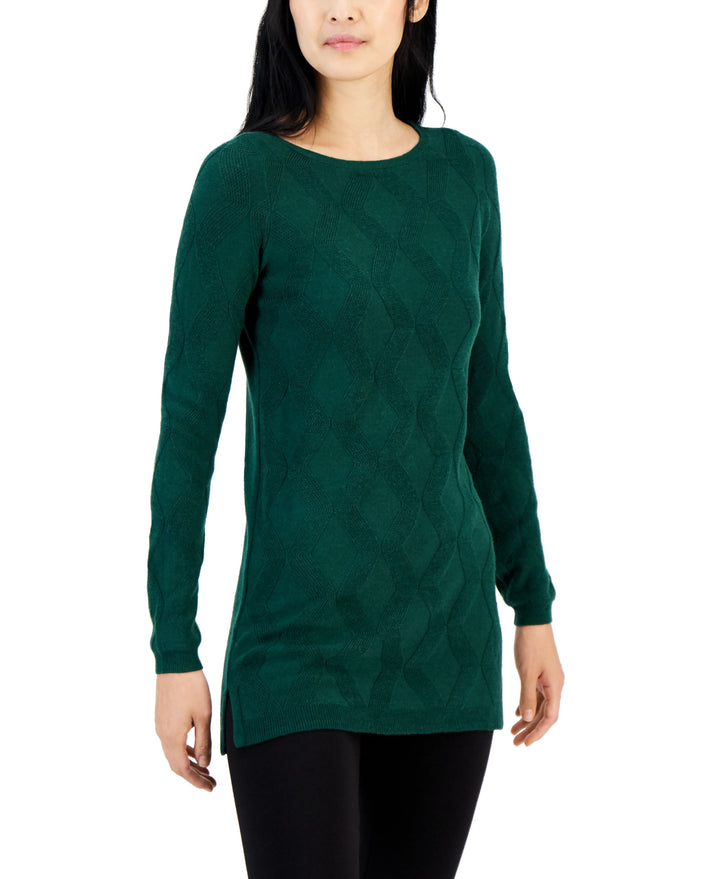 Alfani Womens Front Diamond Stitch Tunic Sweater