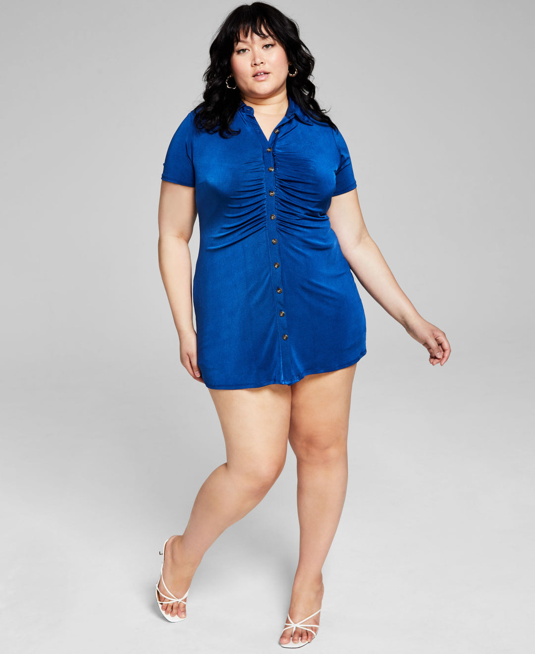 Now This Trendy Plus Size Ruched Shirtdress
