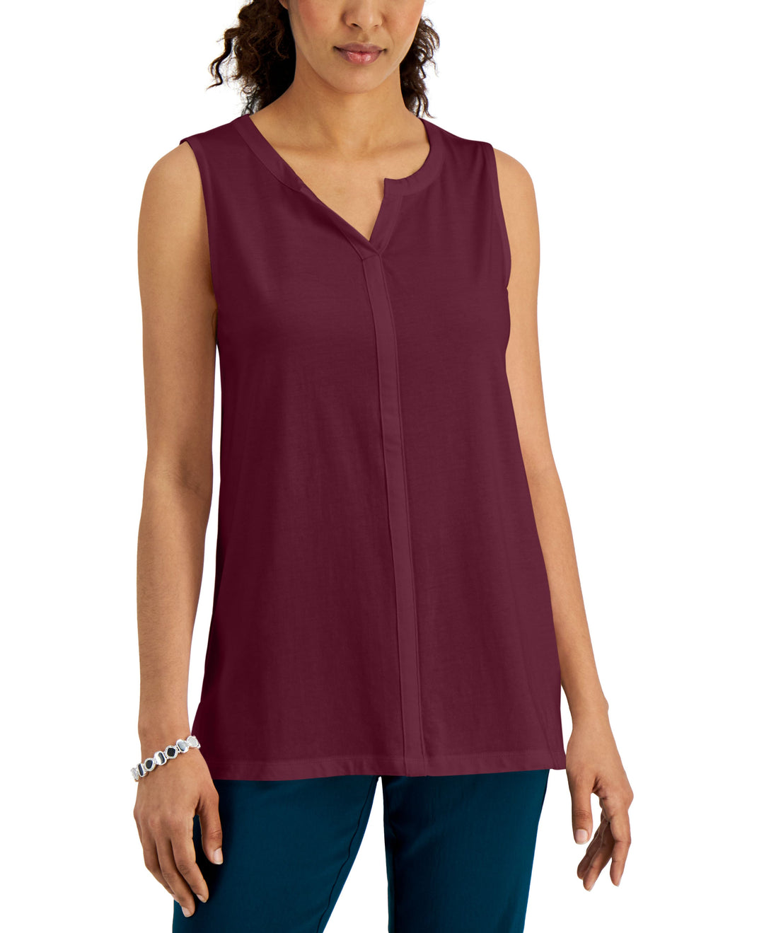 Karen Scott Split Neck Sleeveless Tunic