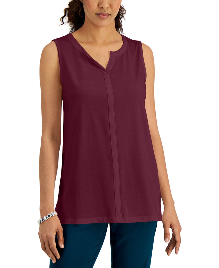 Karen Scott Split Neck Sleeveless Tunic
