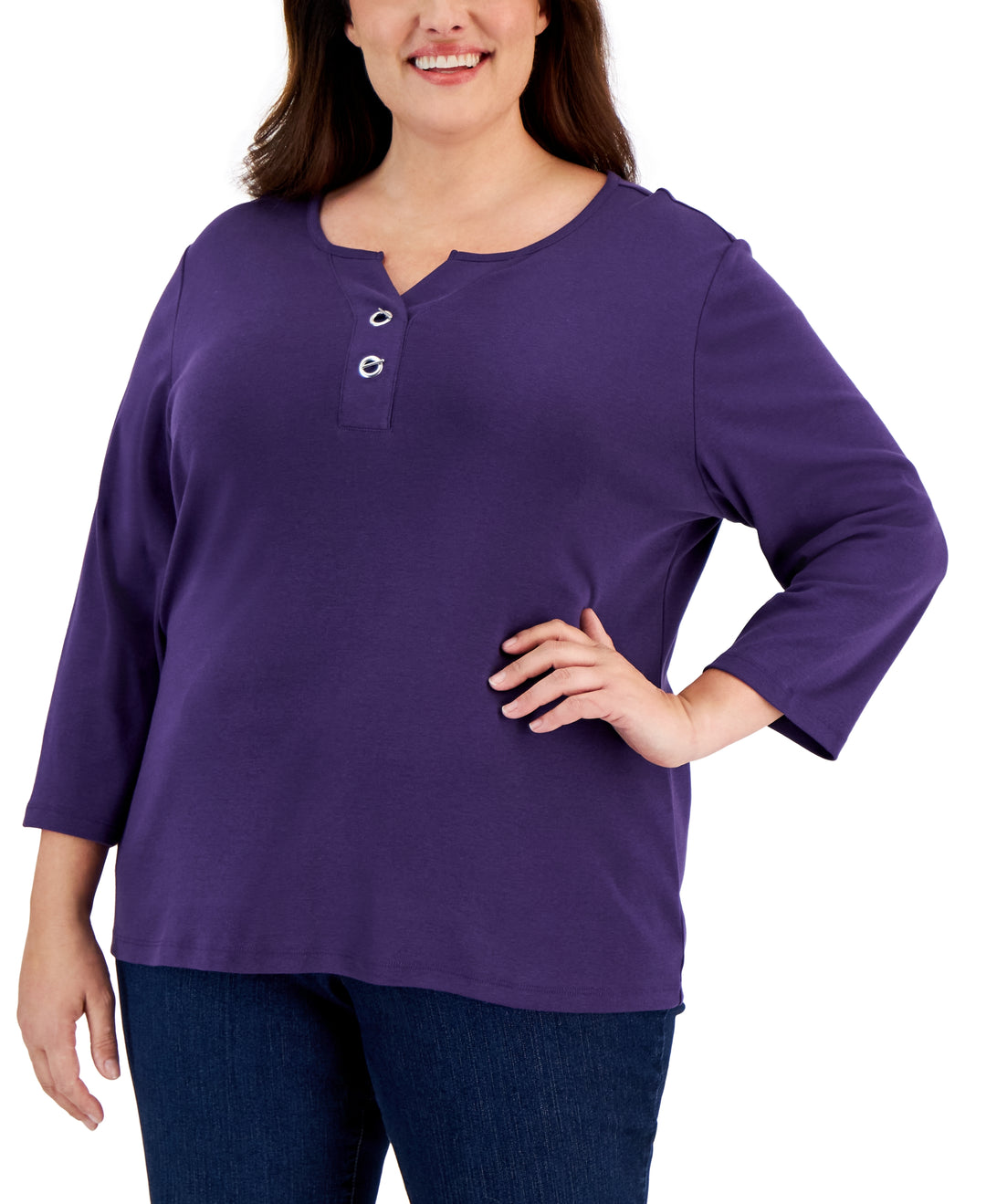 Plus Size Toggle-Neck Top