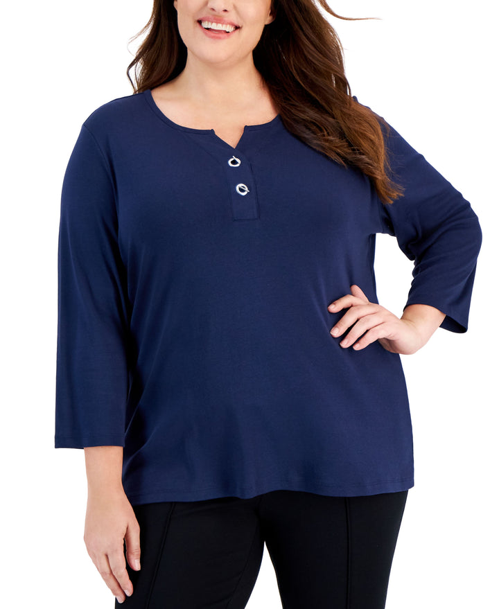 Plus Size Toggle-Neck Top