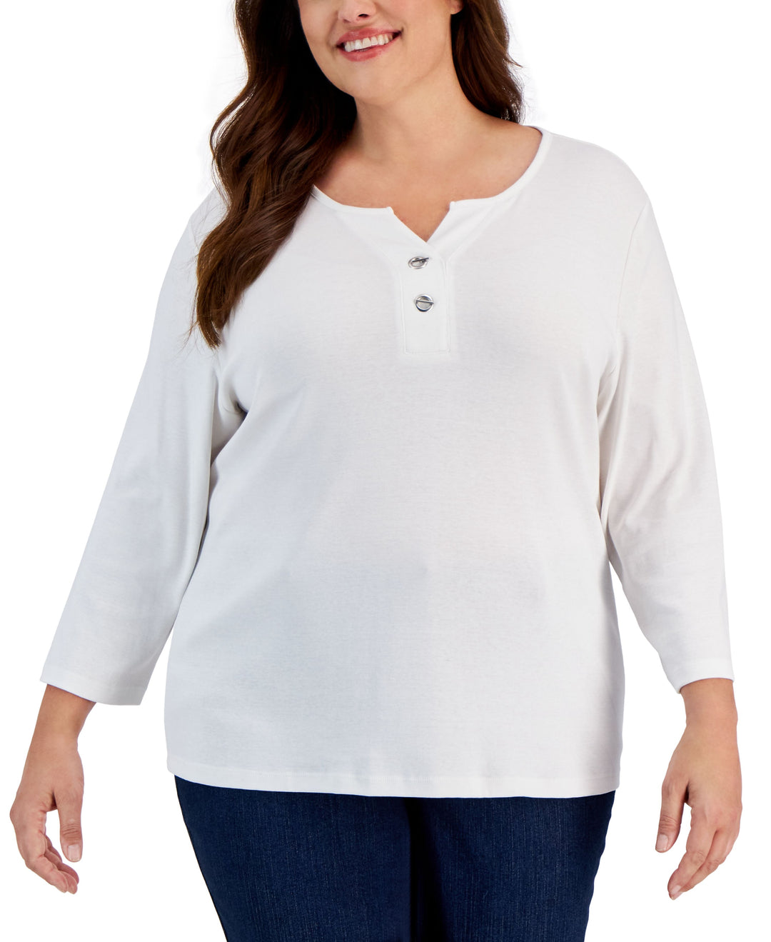 Plus Size Toggle-Neck Top